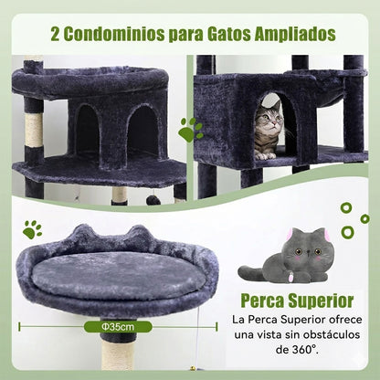 Rascador Gimnasio Torre Premium Con Cuevas Y Cama