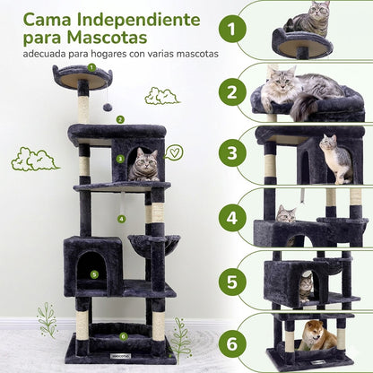 Rascador Gimnasio Torre Premium Con Cuevas Y Cama