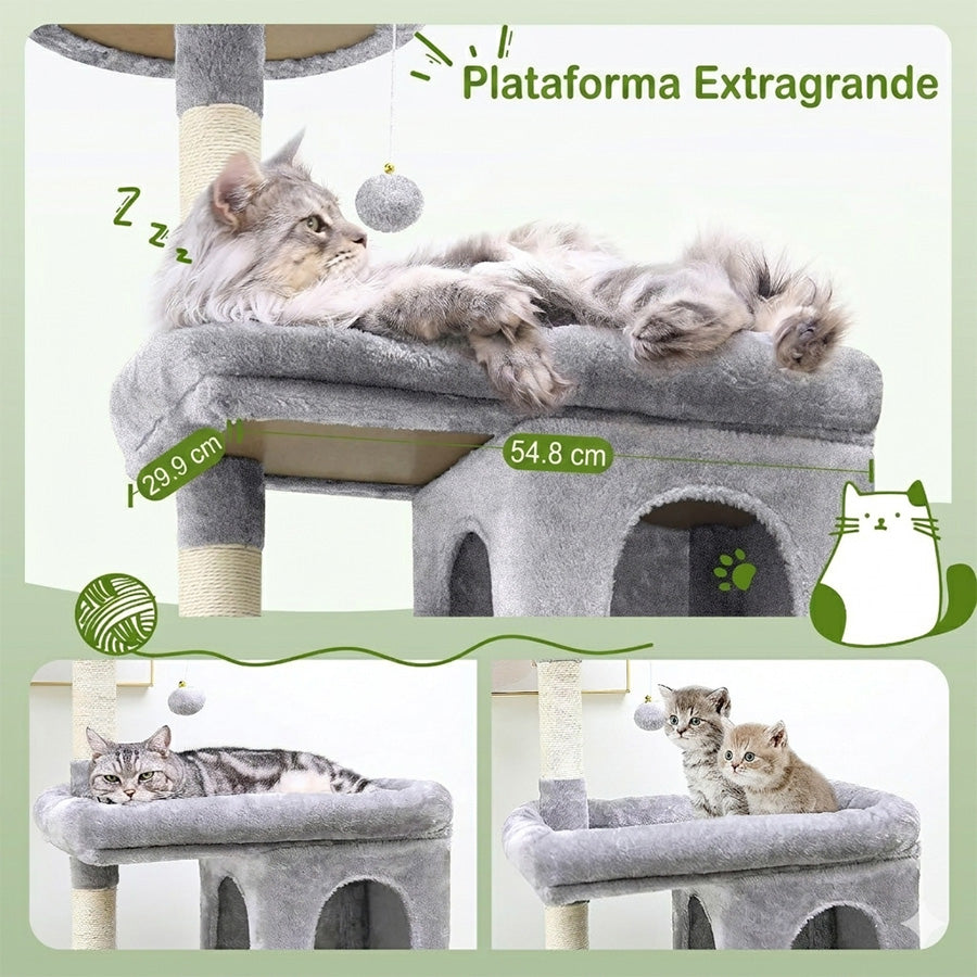 rascador gimnasio torre premium con cuevas y cama
