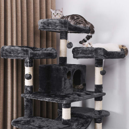 Gimnasio Rascador Para Gatos Resistente Con Niveles Y Cuevas Con Hamaca