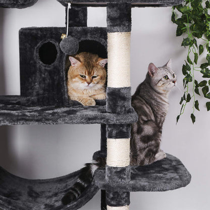 Gimnasio Rascador Para Gatos Resistente Con Niveles Y Cuevas Con Hamaca