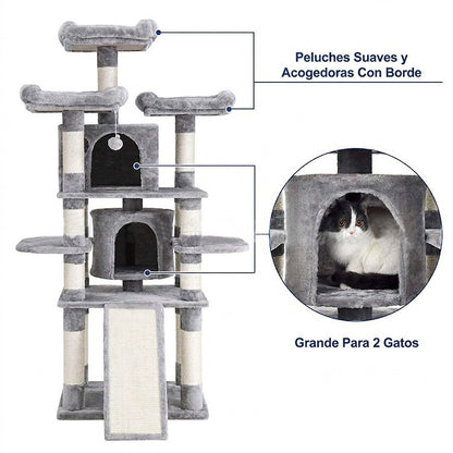 Rascador Tipo Gimnasio Para Gatos Con Rampa Niveles Y Refugios
