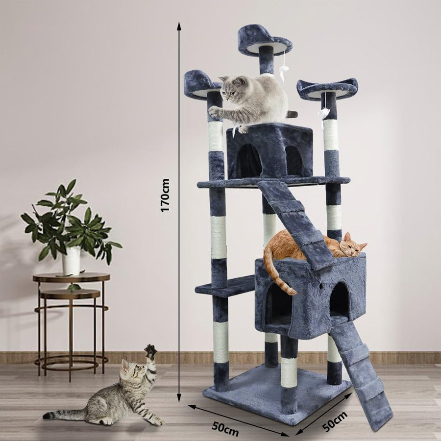 rascador para gatos con rampa cuevas y plataformas 170x50x50