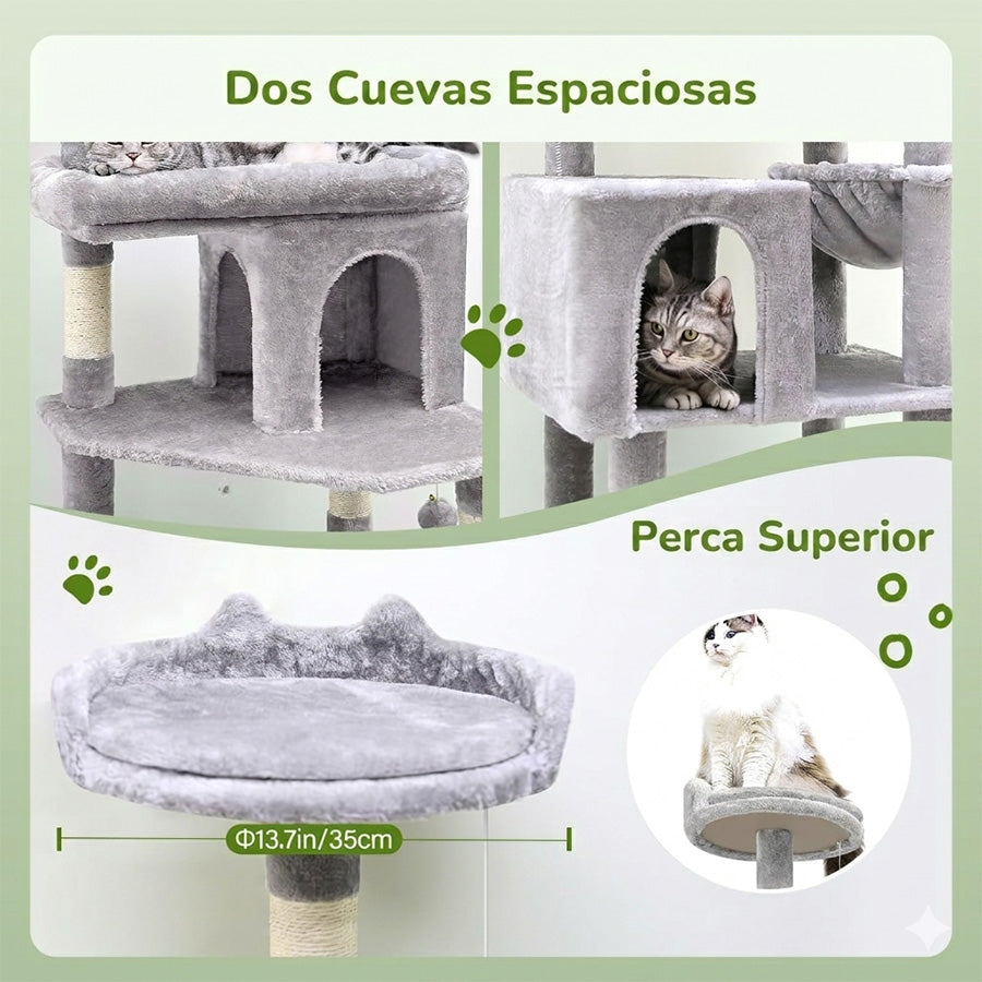 rascador gimnasio torre premium con cuevas y cama