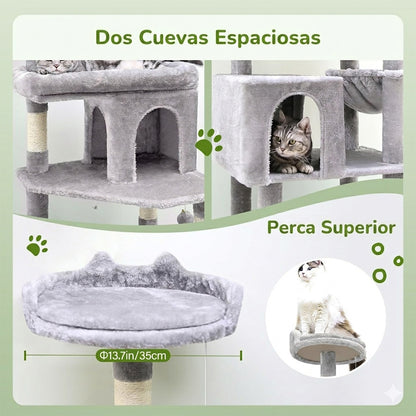 Rascador Gimnasio Torre Premium Con Cuevas Y Cama