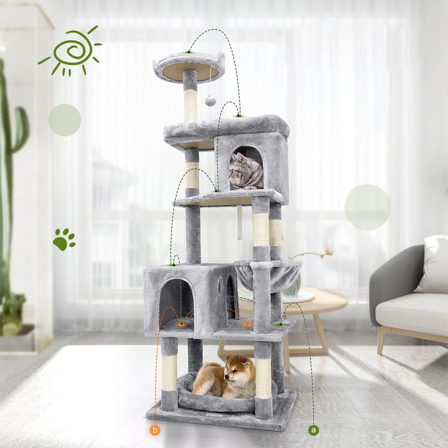 rascador gimnasio torre premium con cuevas y cama