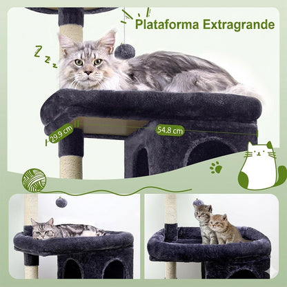 Rascador Gimnasio Torre Premium Con Cuevas Y Cama