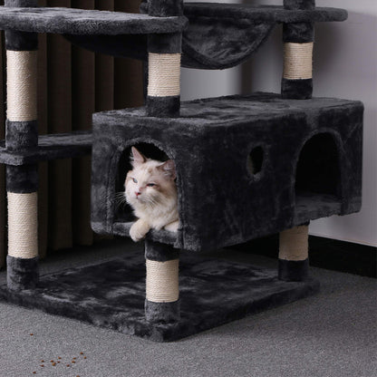 Gimnasio Rascador Para Gatos Resistente Con Niveles Y Cuevas Con Hamaca