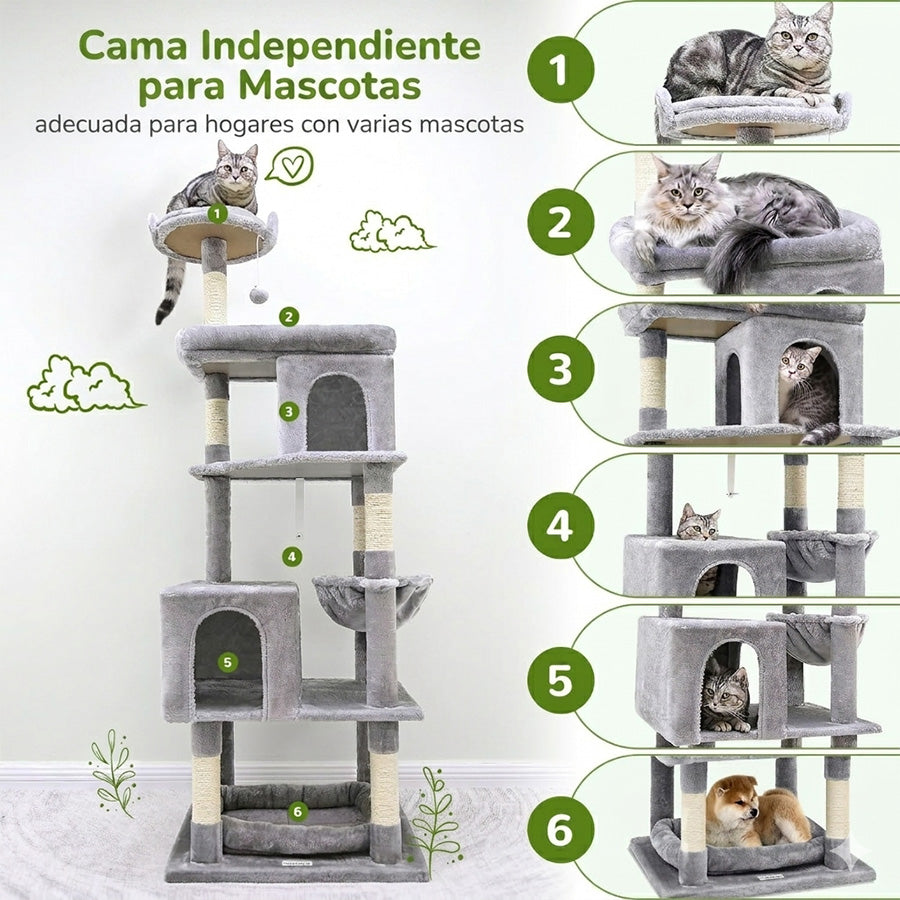 rascador gimnasio torre premium con cuevas y cama