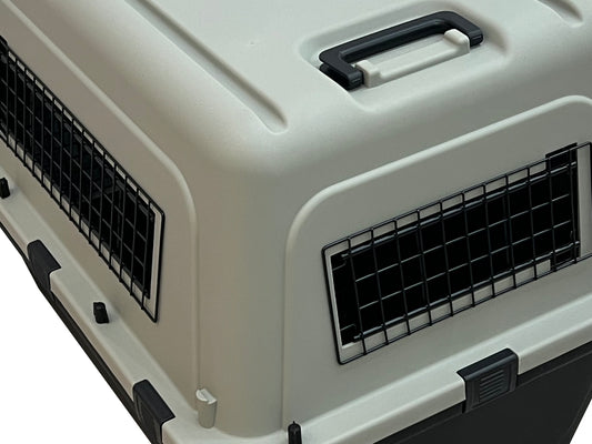 Transportador Para Mascotas De Fibra Para Viaje Iata L-100 Color Crema